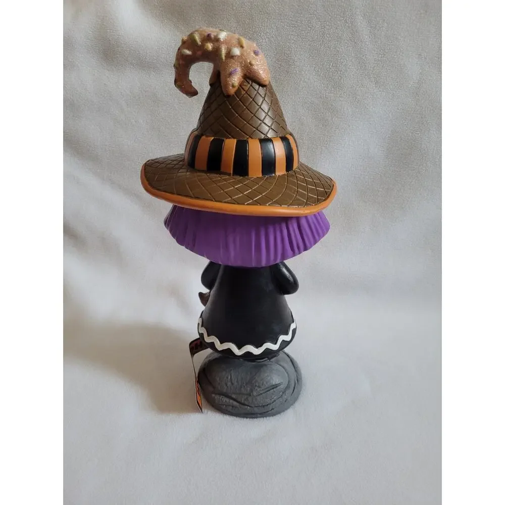 GHOULISH GREEN WITCH FIGURINE CANDY CORN SWEET TREATS HALLOWEEN TABLETOP DECOR